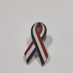 Red White and Blue Patriotic Ribbon Awareness Pin Brooch